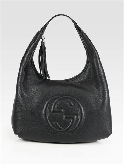 gucci black textured leather soho large tote|Gucci soho shoulder bag white.